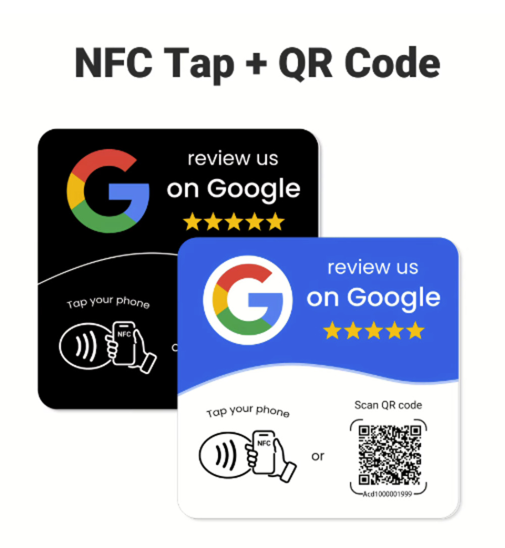 NFC Google Review cards - Tap to Review plaques Programable